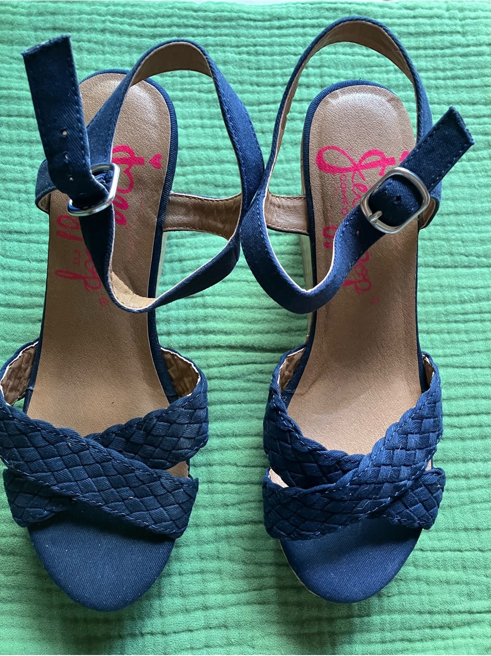 Jellypop Navy Braided Wedge Sandals